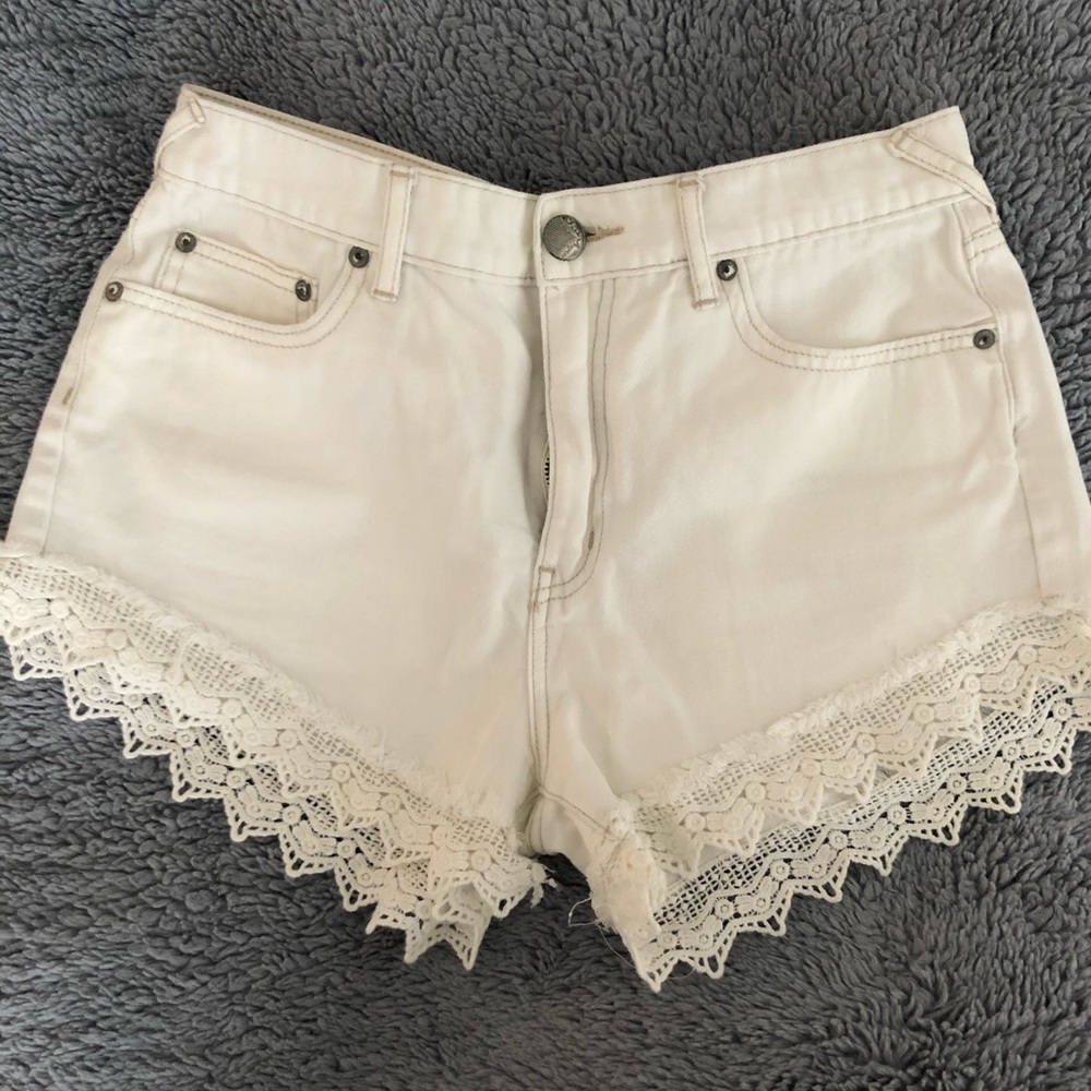 Free People White Denim Shorts
